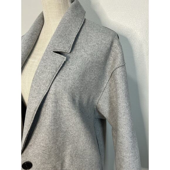 Zara TRF Collection Fleece Cardigan Trench Coat One Button Light Gray Women’s S - Picture 3 of 8